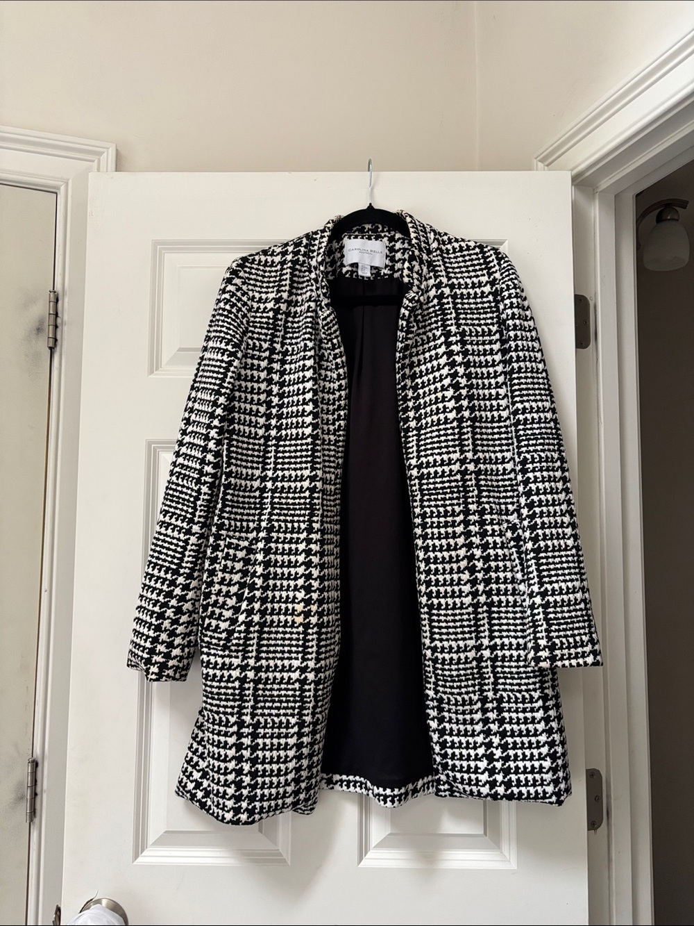 Carolina Belle Black & White Houndstooth Pea Coat